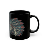 Vintage Native American Headdress Graphic Black Mug