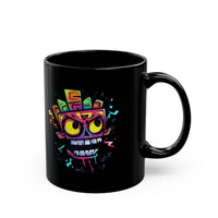 Cyber Aztec Skull Cartoon Style Black Mug