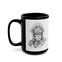 Inca Warrior Hand Drawn Tribal Portrait Black Mug