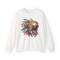 Comic Style Jaguar Mask with Rainbow Feathers Unisex Sweatshirt