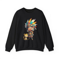 Aztec Chibi Girl with Jaguar Cub Warrior Culture Unisex Sweatshirt