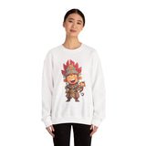 Chibi Maya Warrior and Sacred Monkey Unisex Sweatshirt