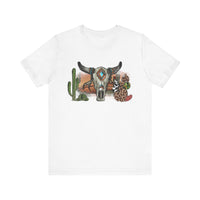 Sunset Desert Scene with Aztec Tribal Skull Unisex T-Shirt