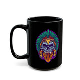 Aztec Indian Death Skull Tattoo Style Black Mug