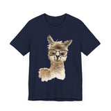 Cute Alpaca With Glasses Watercolor Illustration Unisex T-Shirt