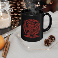 Pre-Hispanic Warrior Symbol Red Glyph Black Mug