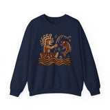 Pre-Hispanic Fisherman with Symbolic Fish Glyph Style Unisex Sweatshirt