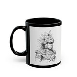 Young Jaguar Warrior Sketch Black Mug