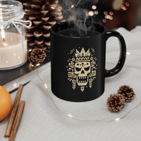 Ah Puch Skull Crown Mayan Glyph Style Black Mug