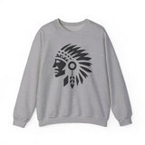 Tribal Warrior Headdress Emblem Illustration Unisex Sweatshirt