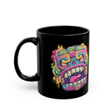 Graffiti Mayan Skull Cartoon Style Black Mug