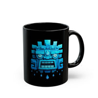 Tlaloc Rain God Blue Mask Glyph Style Black Mug