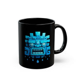 Tlaloc Rain God Blue Mask Glyph Style Black Mug