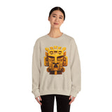 Golden Warrior Mask Andean Glyph Style Unisex Sweatshirt