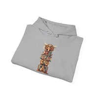 Stacked Tribal Totem Symbols Geometric Faces Unisex Hoodie