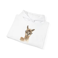 Cute Alpaca With Glasses Watercolor Illustration Unisex Hoodie