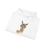 Cute Alpaca With Glasses Watercolor Illustration Unisex Hoodie