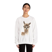 Cute Alpaca With Glasses Watercolor Illustration Unisex Sweatshirt