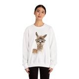 Cute Alpaca With Glasses Watercolor Illustration Unisex Sweatshirt