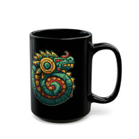 Colorful Quetzalcoatl Sun Serpent Glyph Style Black Mug