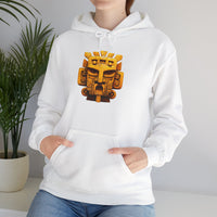 Golden Warrior Mask Andean Glyph Style Unisex Hoodie