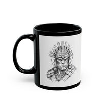 Inca Warrior Hand Drawn Tribal Portrait Black Mug