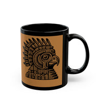 Aztec Eagle Pyramid Emblem Black Mug