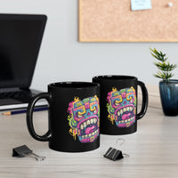 Graffiti Mayan Skull Cartoon Style Black Mug