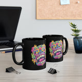 Graffiti Mayan Skull Cartoon Style Black Mug