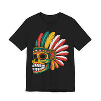 Aztec Feathered Skull Fiesta Illustration Unisex T-Shirt