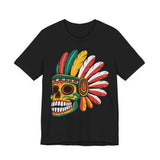 Aztec Feathered Skull Fiesta Illustration Unisex T-Shirt