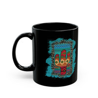 Glitter Serape Cactus on Leopard Burst Illustration Black Mug
