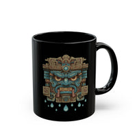 Tlaloc Rain God Stone Face Glyph Black Mug