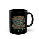 Tlaloc Rain God Stone Face Glyph Black Mug