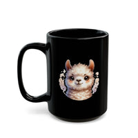 Inca Andean Llama Baby Face Illustration Black Mug