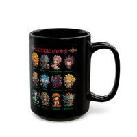 Aztec Gods Chibi Characters Pantheon Black Mug