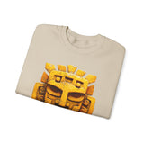 Golden Warrior Mask Andean Glyph Style Unisex Sweatshirt