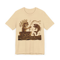 Pre-Hispanic Fisherman with Symbolic Fish Glyph Style Unisex T-Shirt