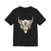 Sacred Floral Cow Skull Mandala Illustration Unisex T-Shirt
