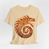 Spiral Quetzalcoatl Feathered Serpent Glyph Style Unisex T-Shirt