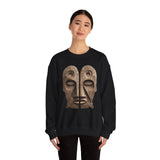 Wooden Andean Duality Totem Faces Tribal Symbol Unisex Sweatshirt