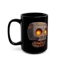 Glow-Eyed Tribal Stone Skull Black Mug