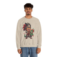 Chibi Aztec Warrior with Baby Quetzalcoatl Serpent Unisex Sweatshirt