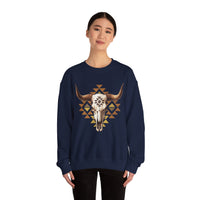 Tribal Bull Skull Earth Symbol Illustration Unisex Sweatshirt