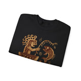 Pre-Hispanic Fisherman with Symbolic Fish Glyph Style Unisex Sweatshirt