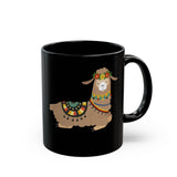 Resting Alpaca In Traditional Ornaments Black Mug