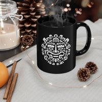 Andean Dual God Symmetry Tribal Glyph Style Black Mug