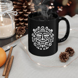 Andean Dual God Symmetry Tribal Glyph Style Black Mug