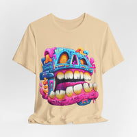 Chunky Neon Mayan Skull Graffiti Style Unisex T-Shirt