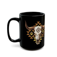 Tribal Bull Skull Earth Symbol Illustration Black Mug